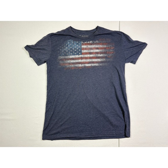Galt Other - Galt Mens XL Distressed American Flag Graphic T-Shirt Heather Navy Blue TriBlend